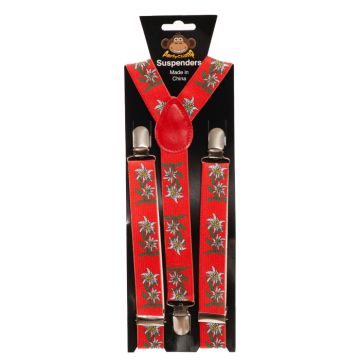 Hosenträger mit Edelweiß-Blumenmotiven Einheitsgröße unisex