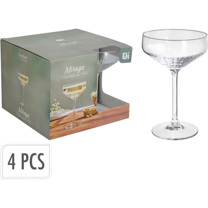 Geriffelte Cocktailgläser in Schalenform, 4 stk., 29 cl