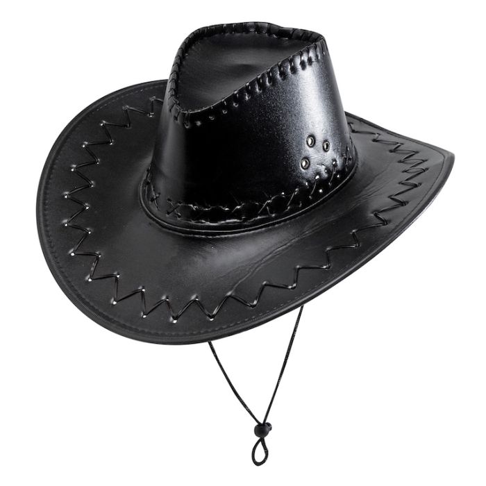 Schwarzer Cowboyhut im Lederlook
