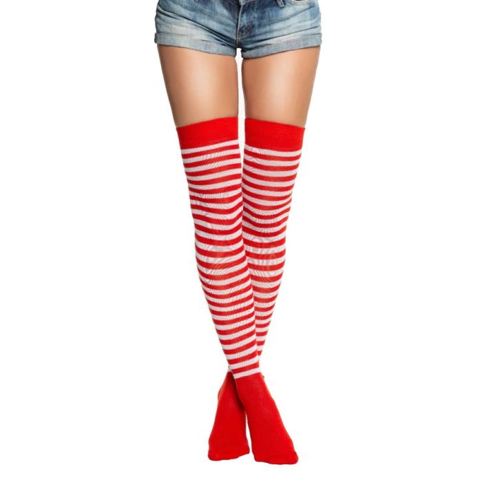 Over-Knee-Strümpfe Einheitsgröße rot und weiß