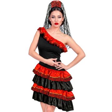 Spanisches Senorita Kostüm mit schwarzem Schleier