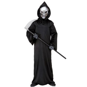 Sensenmann Kostüm mit Silbermaske für Jungen