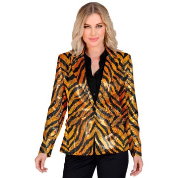 Paillettjacke mit Tigerprint in Orange