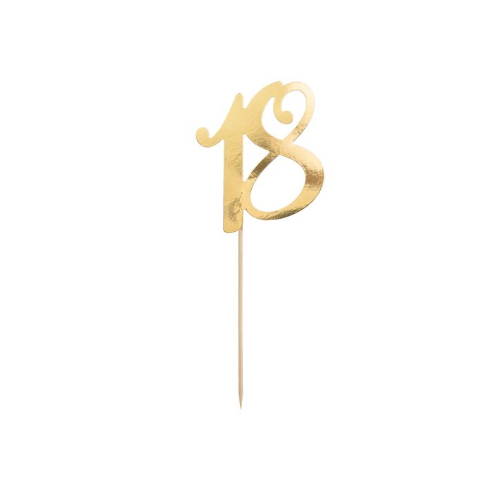 18 Jahre Torten-Dekoration Gold - 20,5 cm