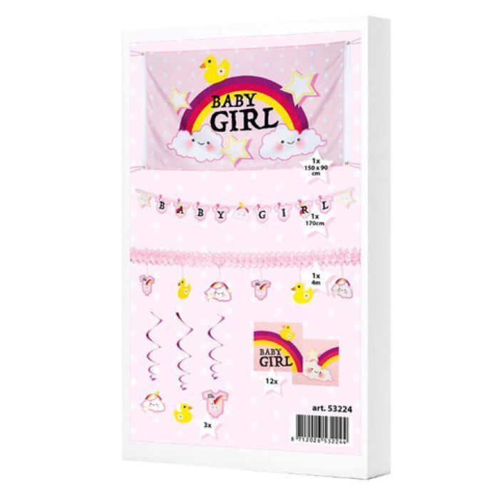Babyshower-Paket mit Dekorationen für Mädchen - 18 Teile