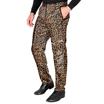 Leopard-Paljetthosen für Herren in Gold