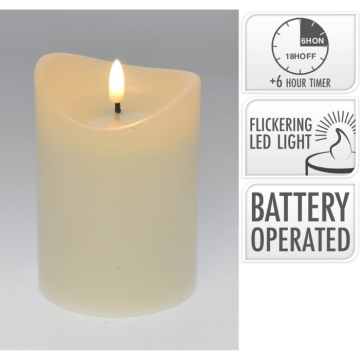 LED-Blockkerze Weiß - 9x9x12,5 cm