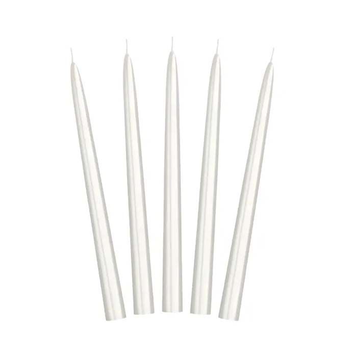 Metallische perlweiße Stumpenkerzen 10x - 24 cm