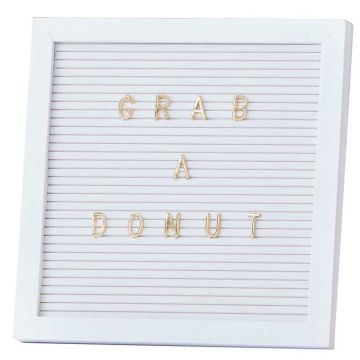 Buchstabentafel in Weiß & Gold - 25 x 25 cm