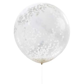 Ballon mit Weißem Konfetti - 90 cm