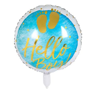 Blaue und weiße Folienballon mit Schrift für Jungen - Ø 45 cm