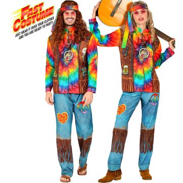 Buntes Hippiekostüm für Erwachsene