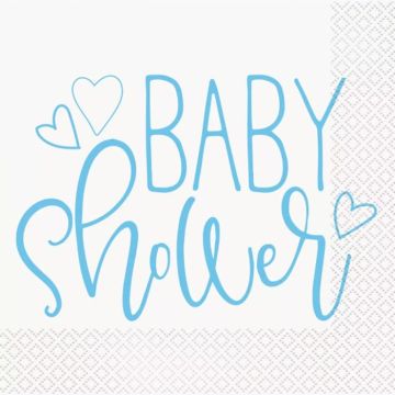 Blaue Servietten für Babyparty Junge 16x