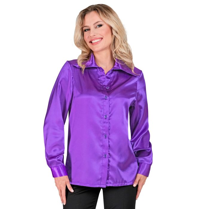 Lila Diskoshirt aus Satin für Damen