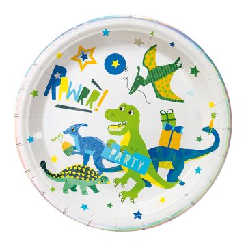 Teller mit Dinosauriermotiven 8x - Ø23 cm