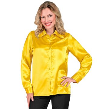 Gelbes Discohemd aus Satin für Damen