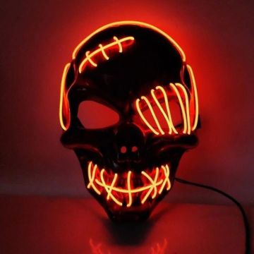Gruselige Halloween LED Maske - Rotes Schädel mit Wunden