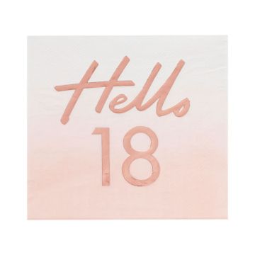 Hello "18" pink/roségold Servietten 16x - 16,5 cm