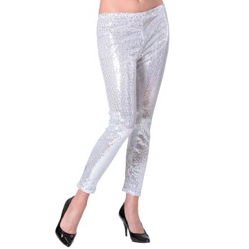Silberfarbene Paillettenleggings für Disco und Silvester