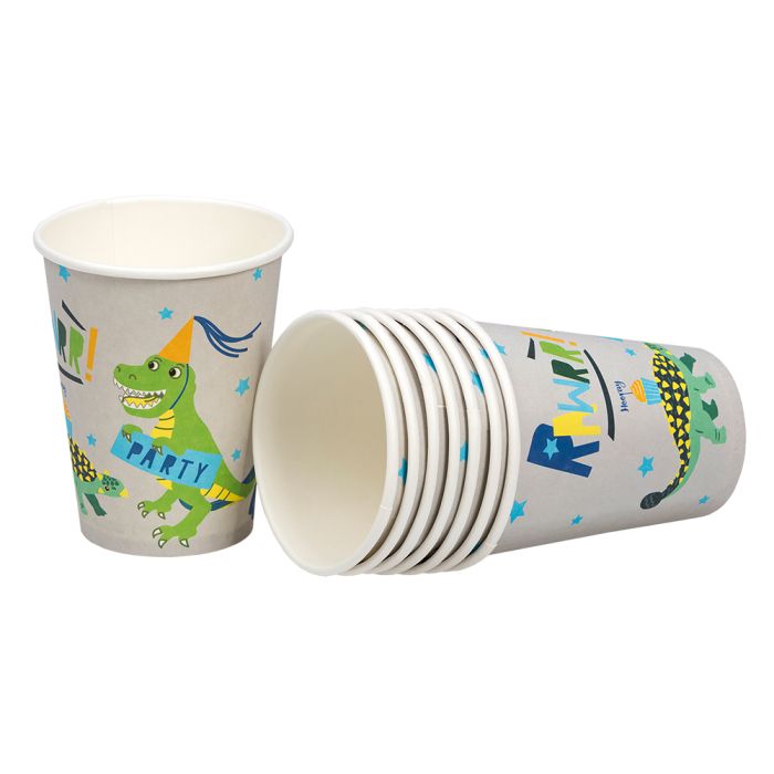 Dinosaurier Thema Pappbecher 8x  