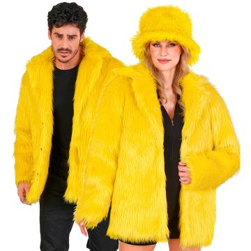 Gelbe Pelzjacke für eine farbenfrohe Themenparty