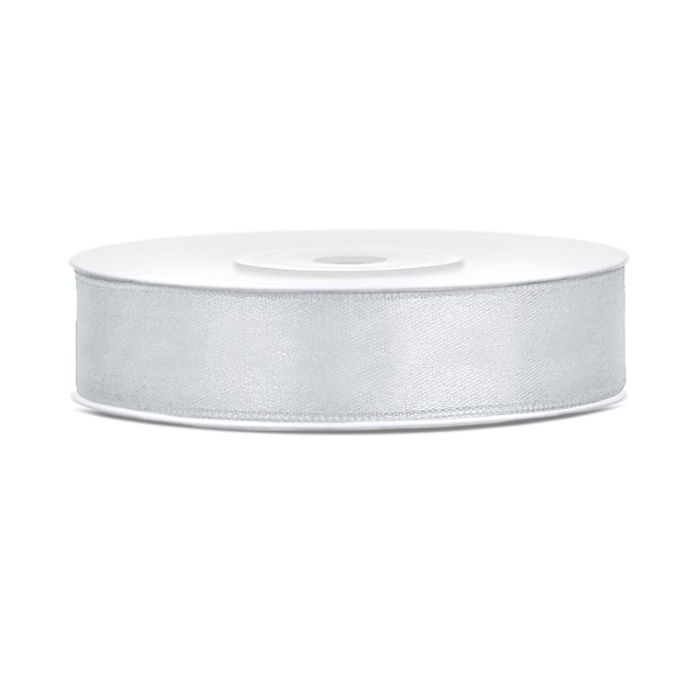Silbernes Satinband - 12 mm x 25 m