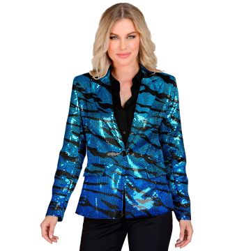 Paillettenkjacke mit Wellenmuster in Türkisblau