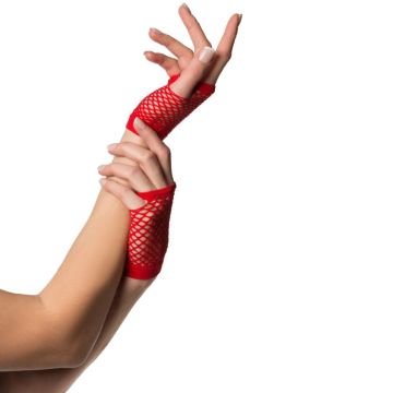 kurze fingerlose Netzhandschuhe Einheitsgröße für Frauen rot