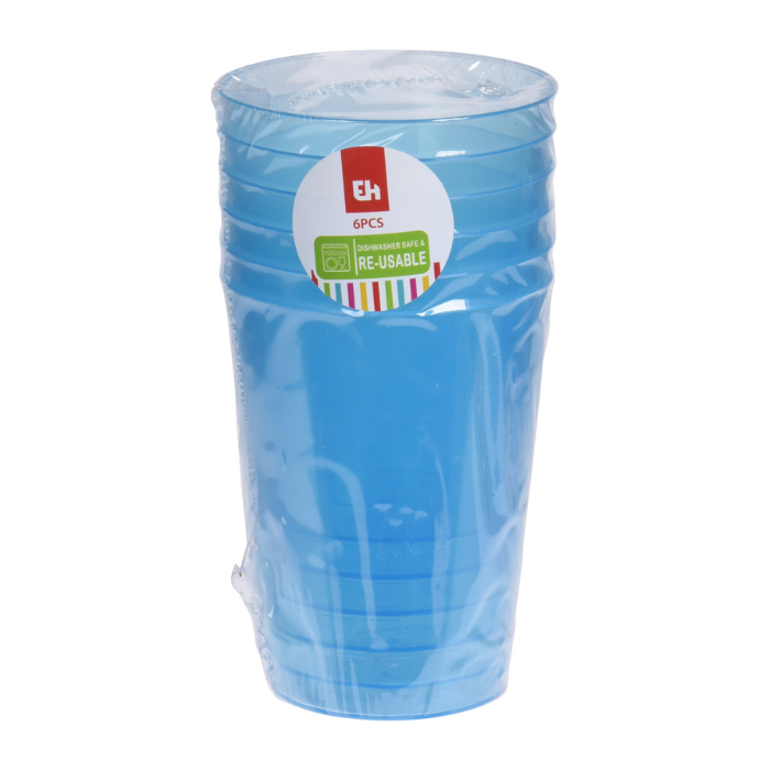 280 ml Trinkgläser 6x Hartplastik mehrfarbig wiederverwendbar