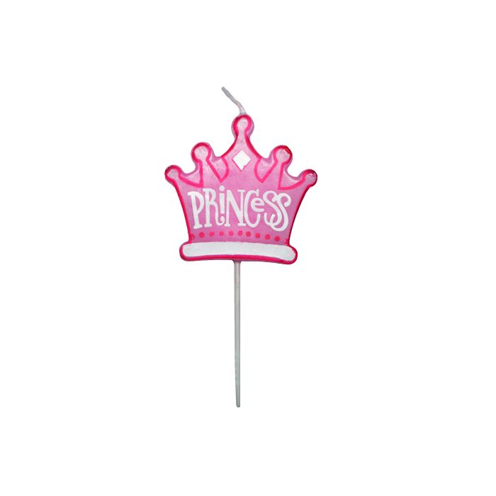 Prinzessinnenkrone Kuchenkerze pink 9 cm