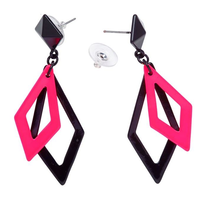 Neon 80er Ohrringe pink in Rautenform