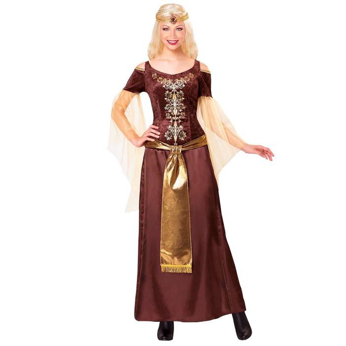 Wikinger Kleid Kostüm in Braun - 2 Teile