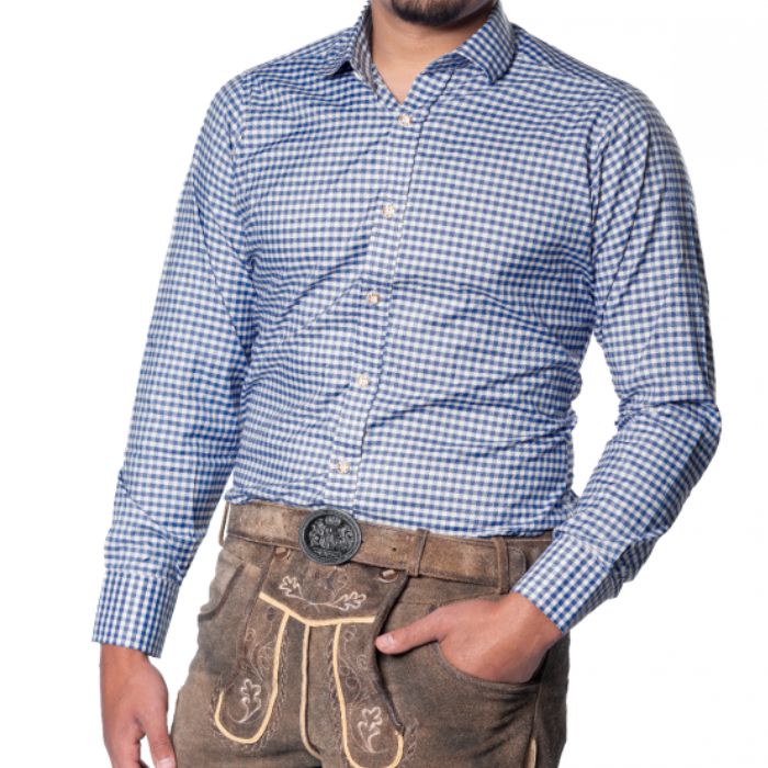 Oktoberfest Trachtenhemd blau Leopold Deluxe