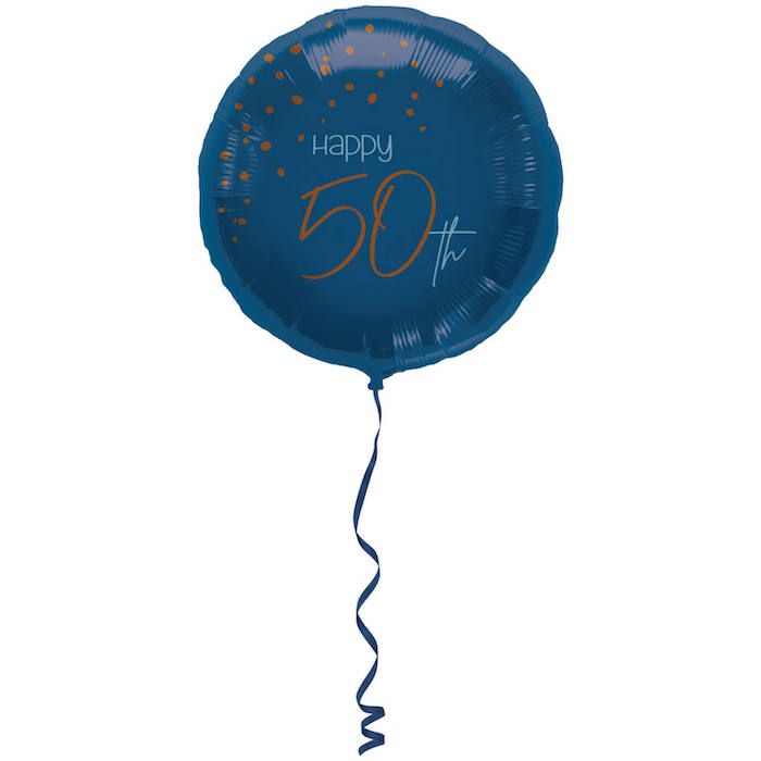 "Happy 50th" Folienballon Blau - 45 cm
