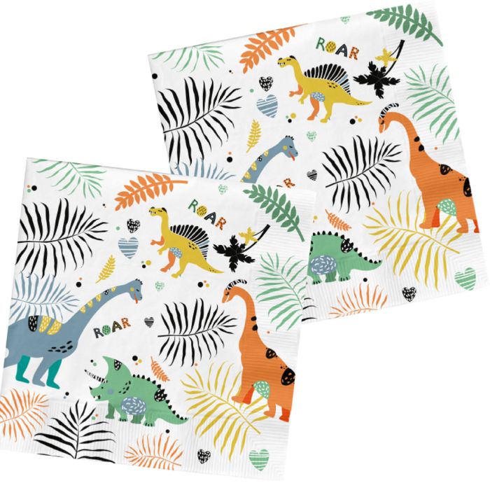 Servietten mit Dinosauriermotiven 20x - 33x33 cm