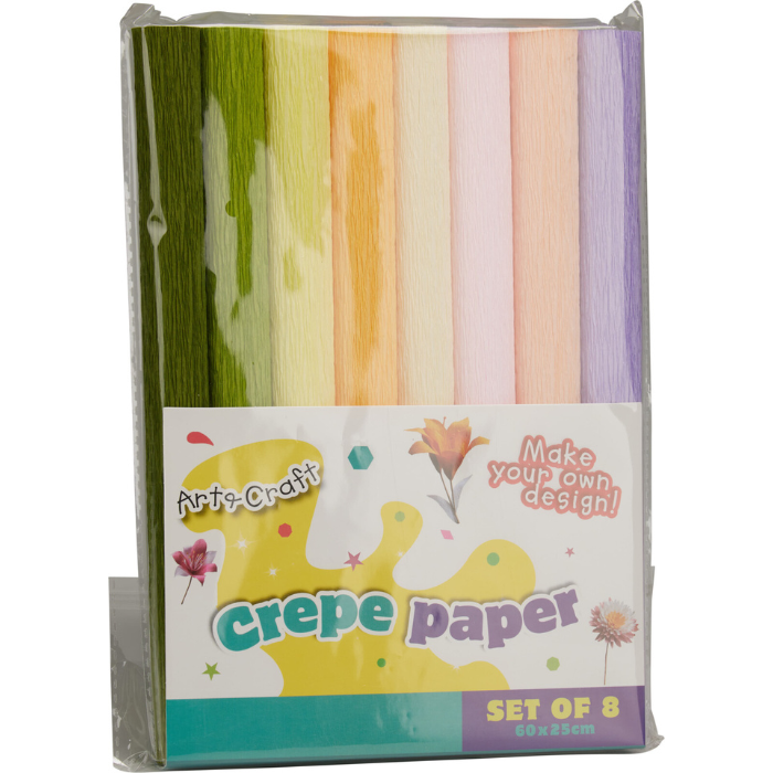 Krepppapier-Set mit 8 Bögen, 60x25 cm 