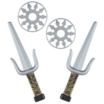 Ninja våbensæt m. sai og stjernekaster