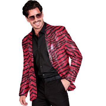 Pinke Paillettenjacke mit Zebramuster