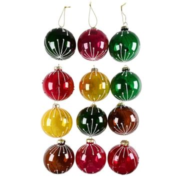 Bunte Christbaumkugeln mit Glitzer assortiert 1x Das Alte Apotek