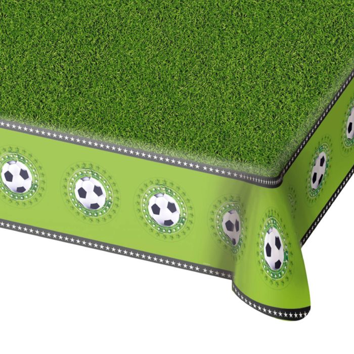 Grüne Tischdecke mit Fußballmotiv 130x180 cm