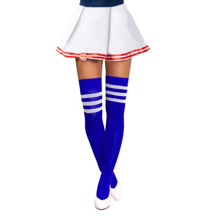 Cheerleader Kniestrümpfe One-Size Blau und Weiß