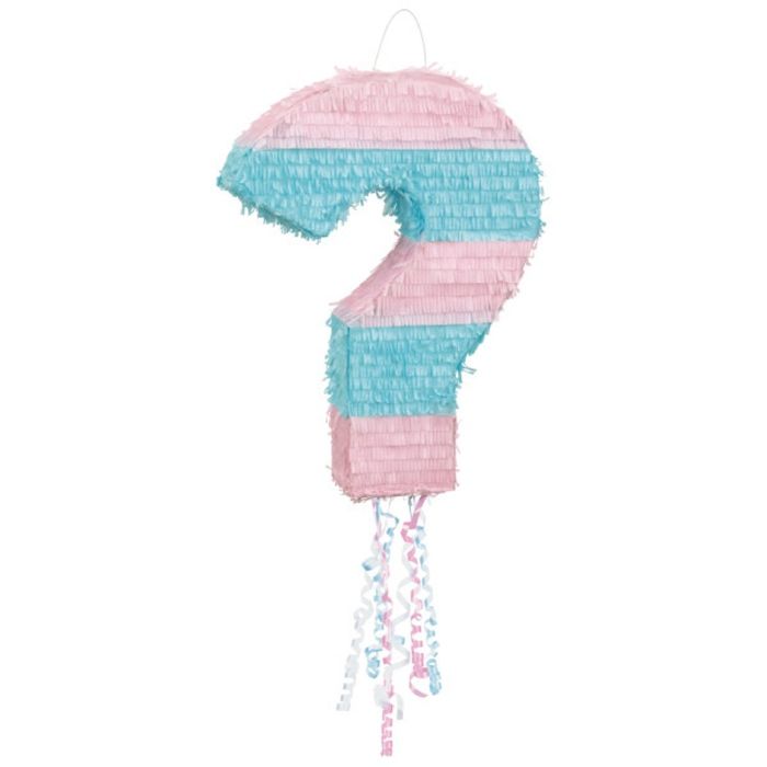 Fragezeichen Geschlechtsenthüllungs-Piñata in Blau und Pink