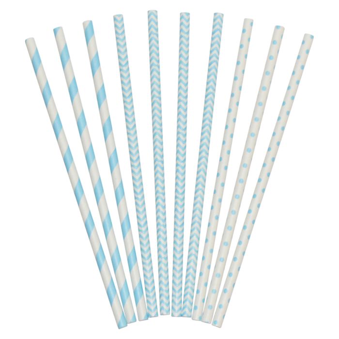 Papierstrohhalme blau mix 24x