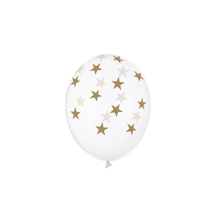 Ballon mit goldenen Sternen kristallklar 6x - 30 cm 