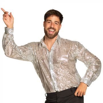 Paliet Disco Hemd in Silber