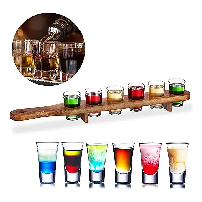 Shotholder aus Holz inkl. 6x Shotgläser