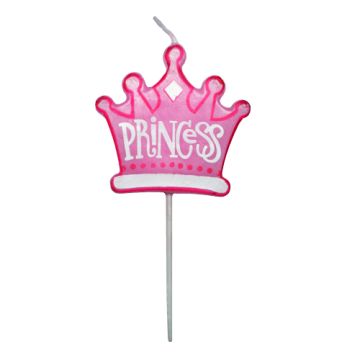 Prinzessinnenkrone Kuchenkerze pink 9 cm