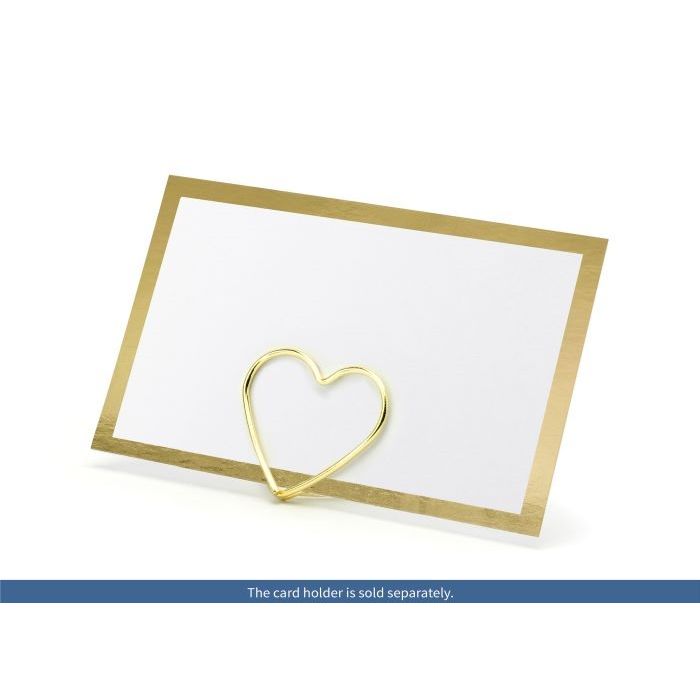Weiße Tischkarte mit dicker goldenem Rand 10x - 9,5x5,5 cm