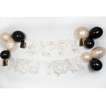 Happy New Year Girlande Gold und Schwarz - 5m