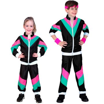 Schwarzer 80er-Jahre-Jogginganzug für Kinder